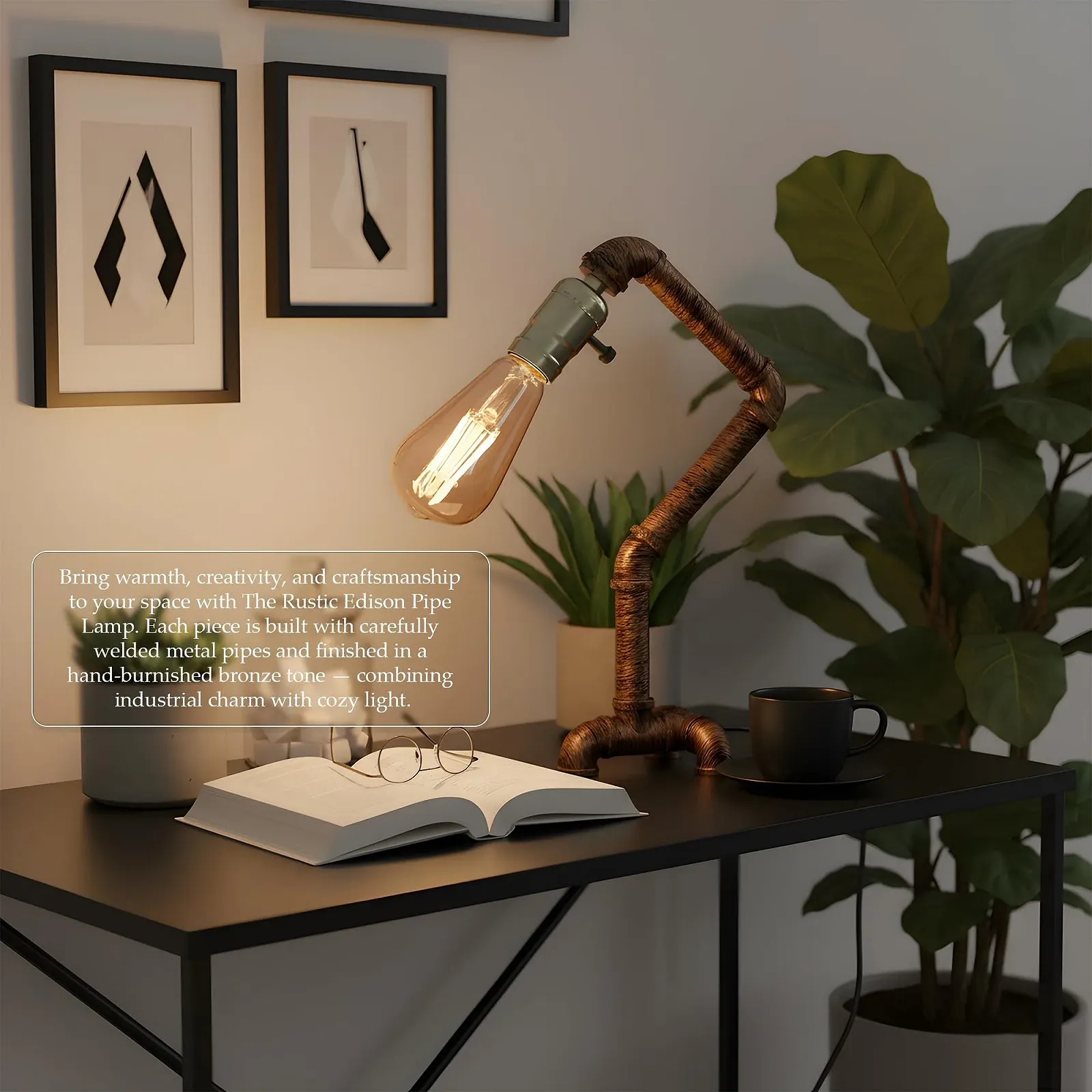 Настільна лампа LEDSone Steampunk E27 Brushed Copper, фото №5