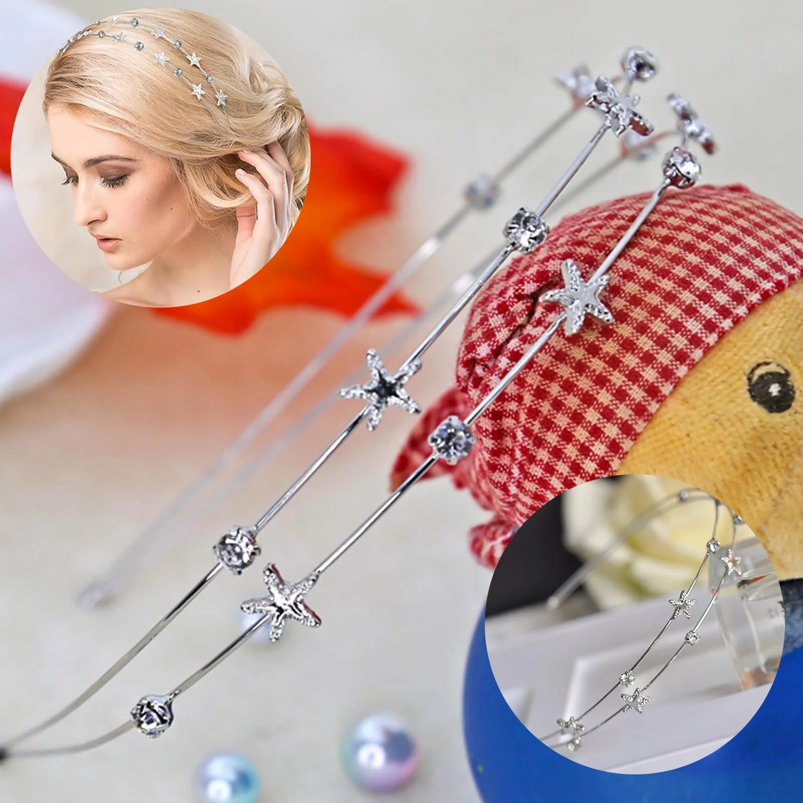 Обруч Зірки Металевий Блискучий Срібний, фото №4