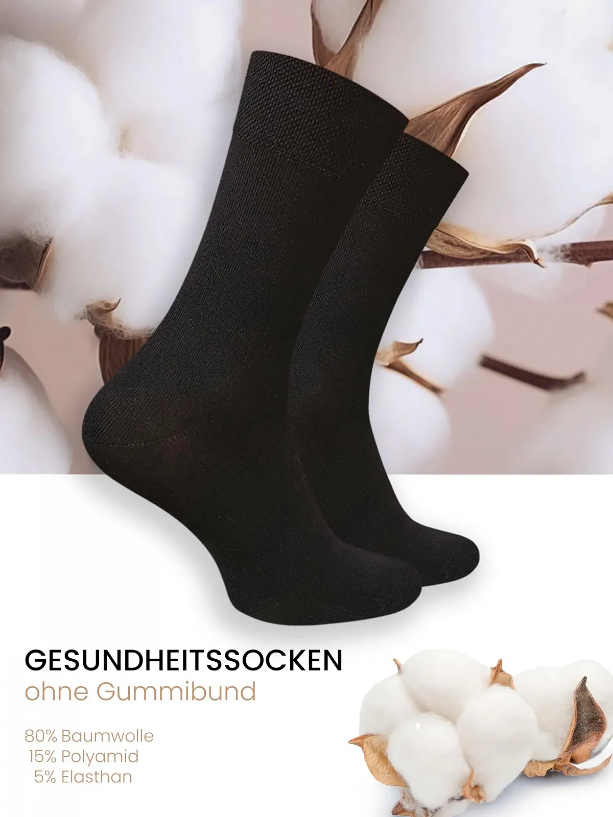 Носки Cotton Prime Без резинки и шва 10 пар, 80% хлопка, Удобные носки для здоровья с комфортным поясом для мужчин и женщин, фото №2