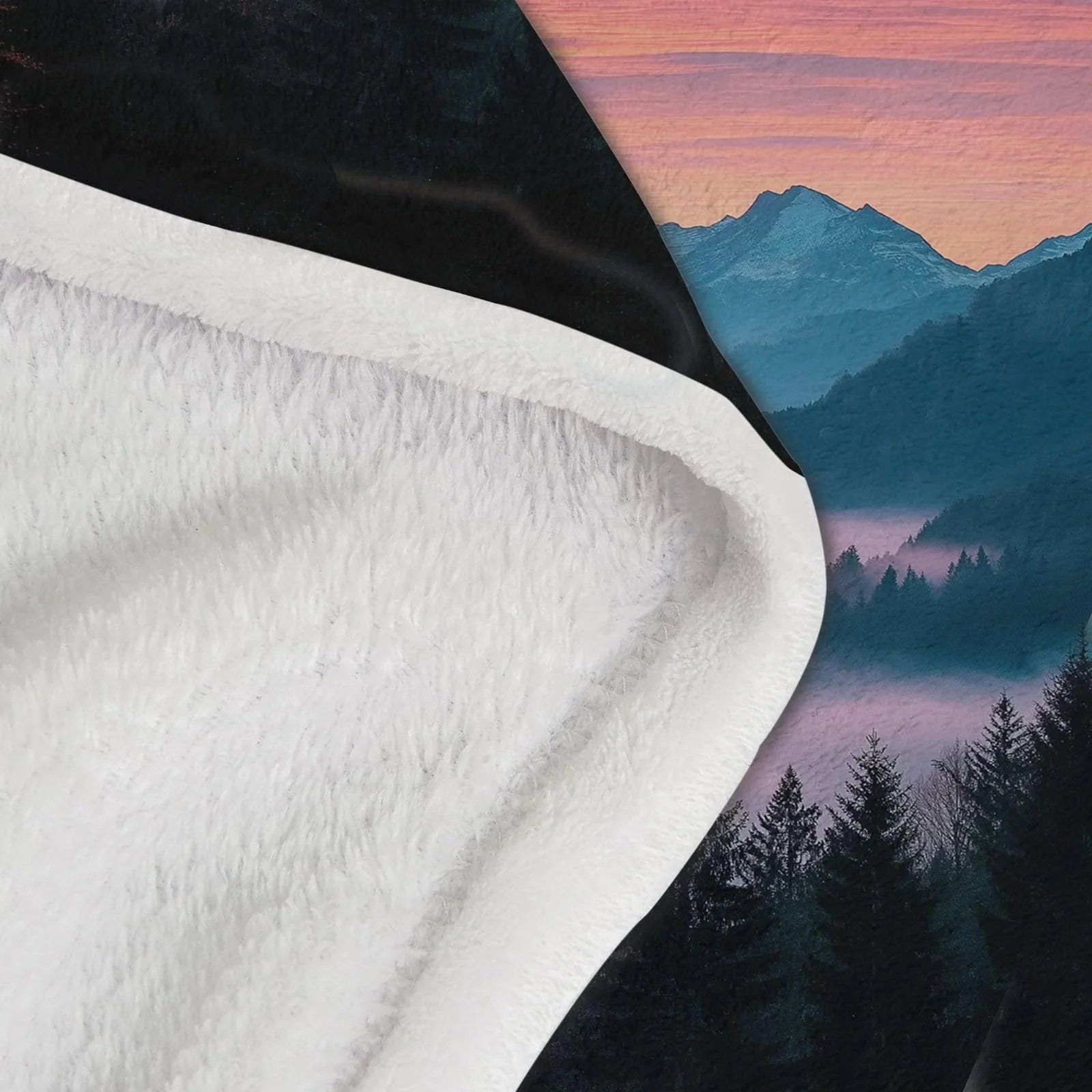 Покривало Флісова Пухнаста Гори на Заході Сонця, фото №7