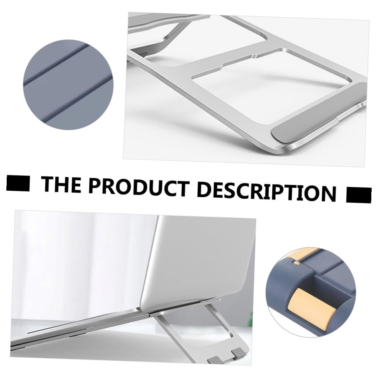 Подставка для ноутбука Алюминиевая складная нескользящая прочная с эргономичным углом для лучшего комфорта сидения и быстрого отвода тепла Многофункциональная для стола, фото №3