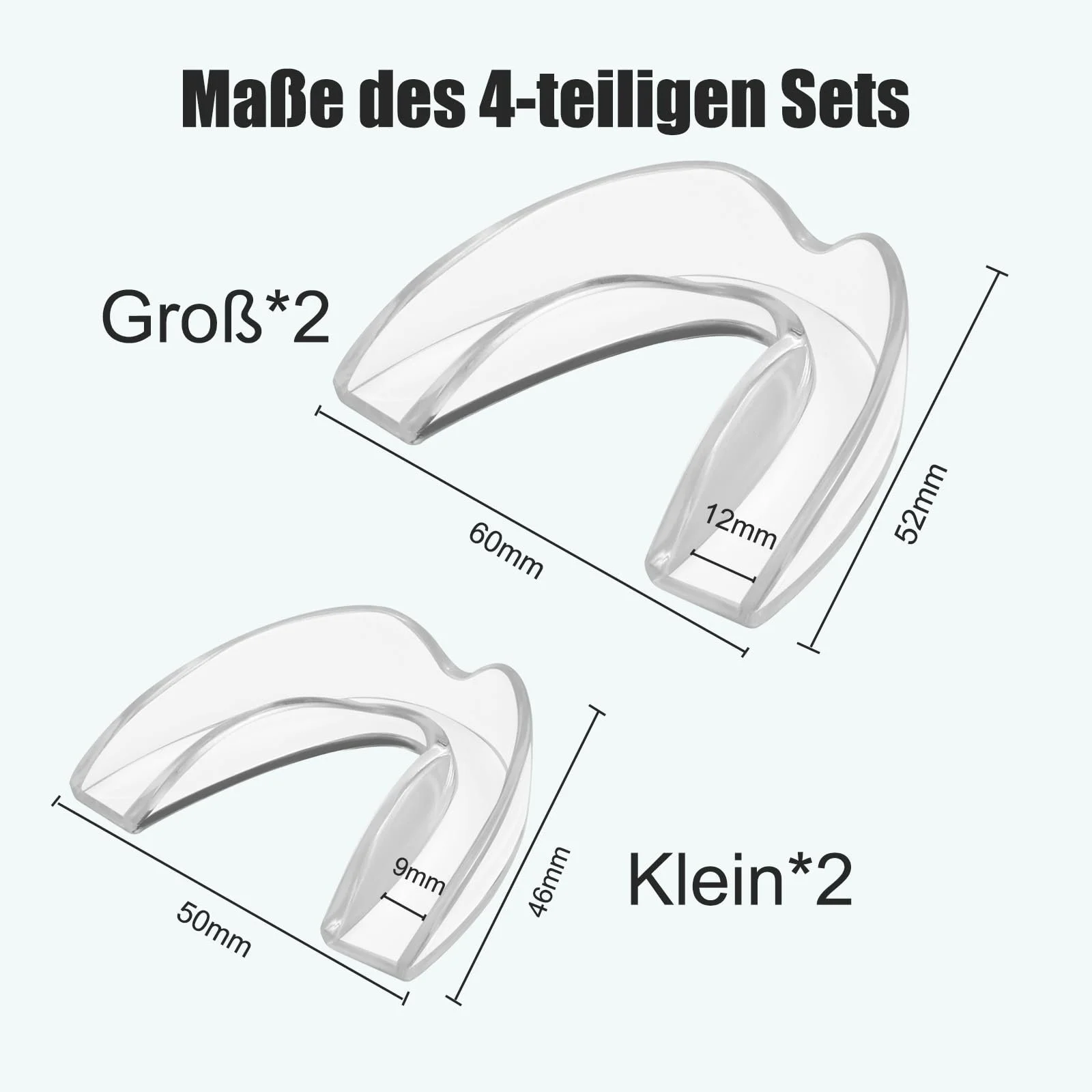 Нічна шина від бруксизму, набір 4 шт, багаторазова, для запобігання бруксизму, покращує сон (2S + 2L), фото №2