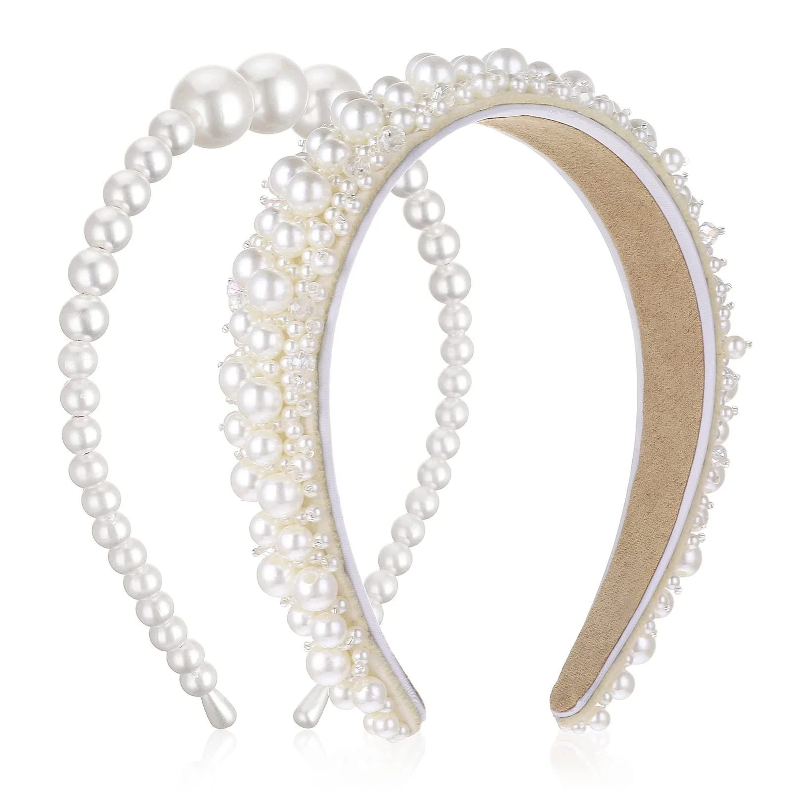 Набір обручів на голову з перлинами 2 шт, фото №1