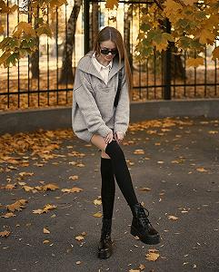 Черные демисезонные чулки выше колена для девушки synthetic.ua - Фото 1