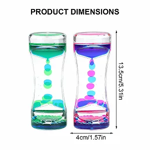 Рідкий пісочний годинник Liquid Motion Timer Набір 2 шт. Акриловий 13.5 см Синьо-рожевий та Синьо-зелений synthetic.ua - Фото 1