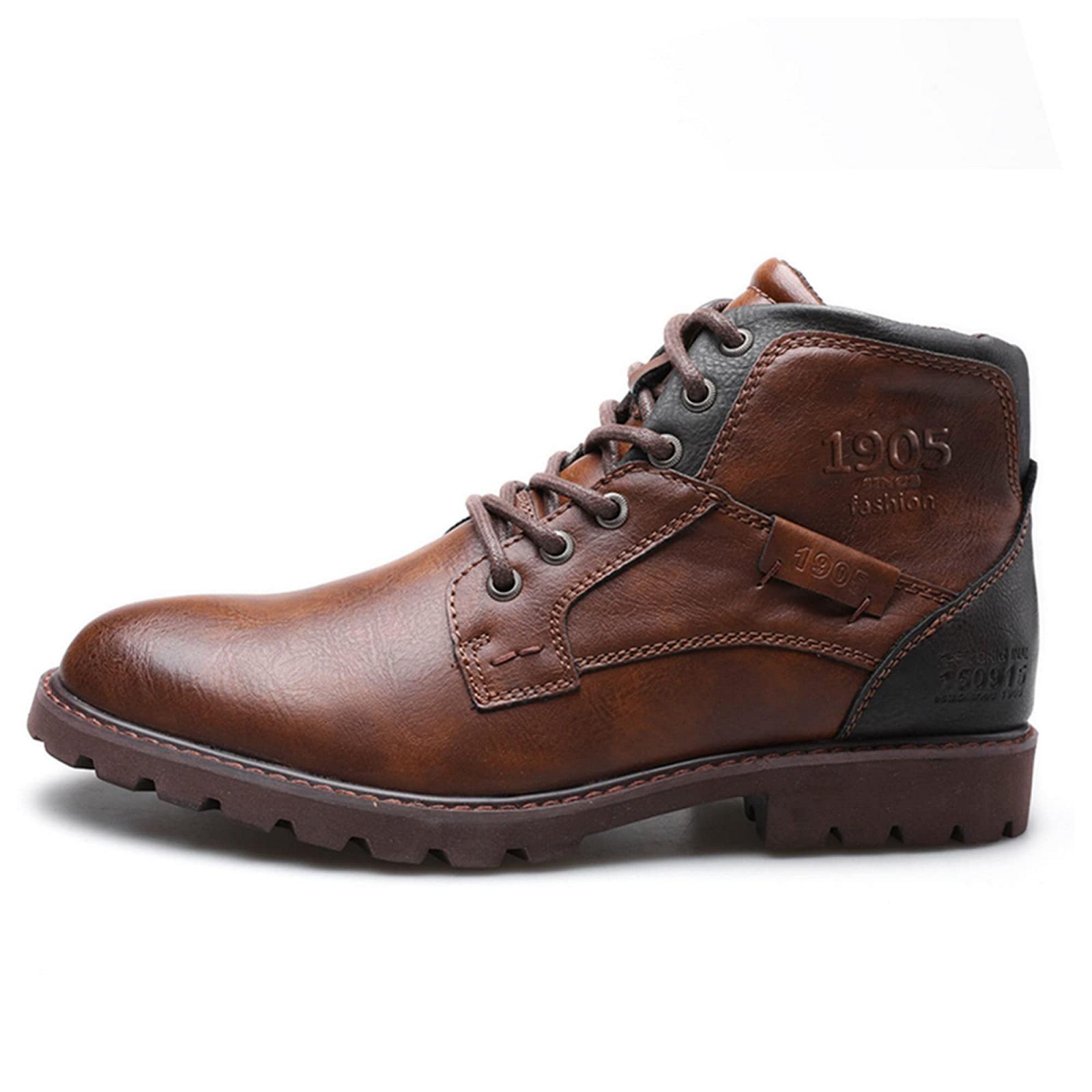 Чоловічі шкіряні черевики Короткі Осінь Зима Нековзні, фото №4