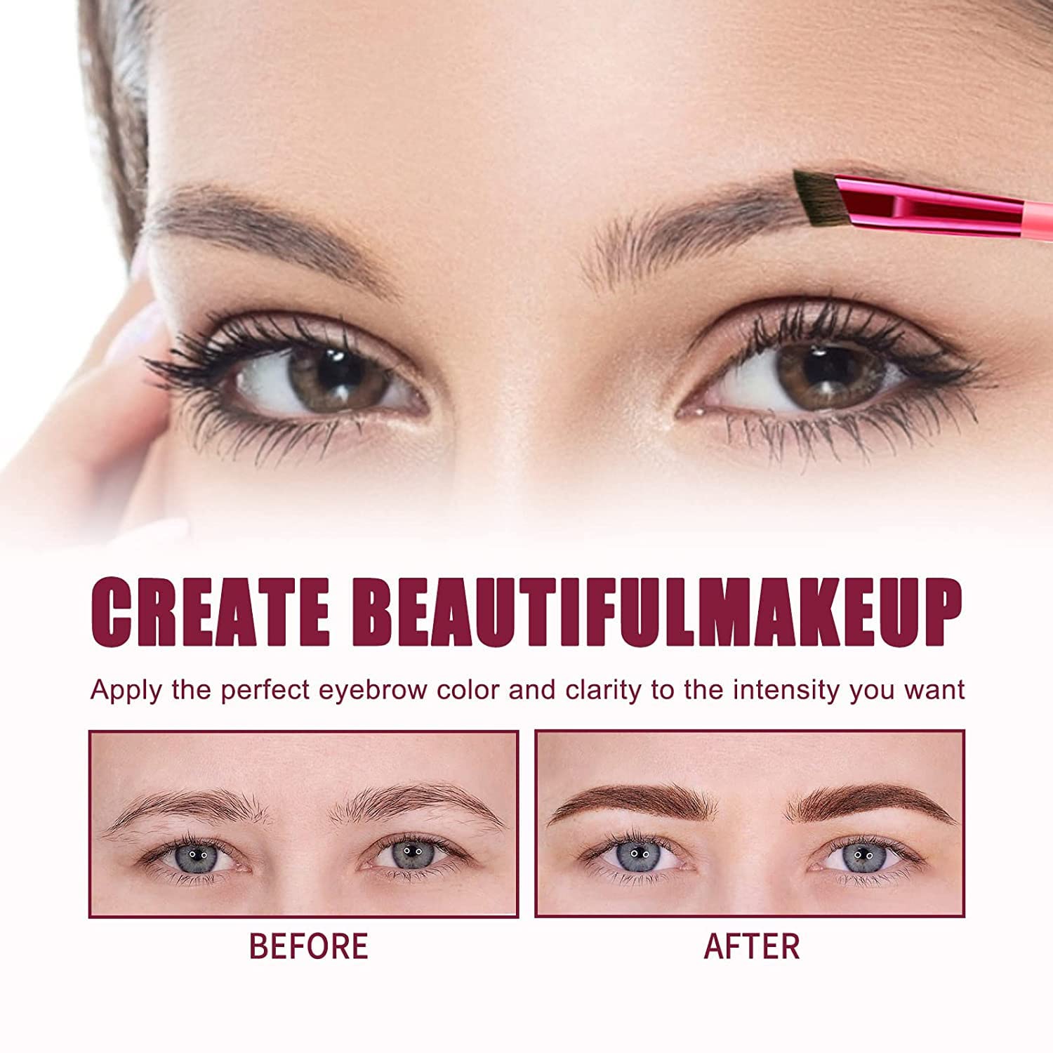 Щітка для брів 4D Hair Stroke Brow Stamp Brush Multi-functional Eyebrow Brush Mixed, фото №4