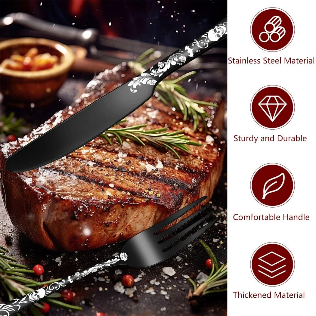 Набор столовых приборов XIAOYU Gothic Skull Bizarre Halloween 5 штук, фото №4 Набор столовых приборов XIAOYU Gothic Skull Bizarre Halloween 5 штук, фото №4