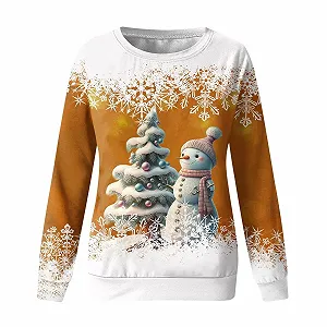 Рождественский свитер Хлопок Женский Элегантный Рождественский Пуловер Удобный Рождественский Лонгслив Свитер Рубашки Круглый вырез Топы Лонгслив Рождественский свитер Хлопок Рождественский флисовый пуловер Рождественский свитер synthetic.ua - Фото 1