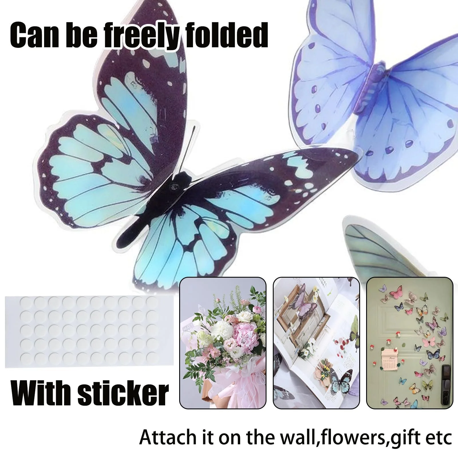 Наклейки для стен 34 шт 3D Бабочки Декор для детской и праздников, фото №3 Наклейки для стен 34 шт 3D Бабочки Декор для детской и праздников, фото №3
