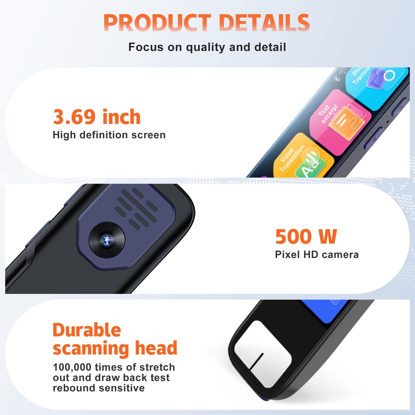 Ручка-сканер WingFly, ручка-переводчик со сканированием на 134 языках, сенсорная, фото №5