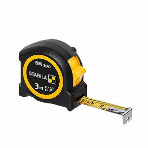 Рулетка кишенькова STABILA BM 100 3 м, рулетка зі шкалою см/дюйм, ударостійкий корпус з ABS, рухомий початковий гачок, затискач для ременя, точність MID - Фото 1