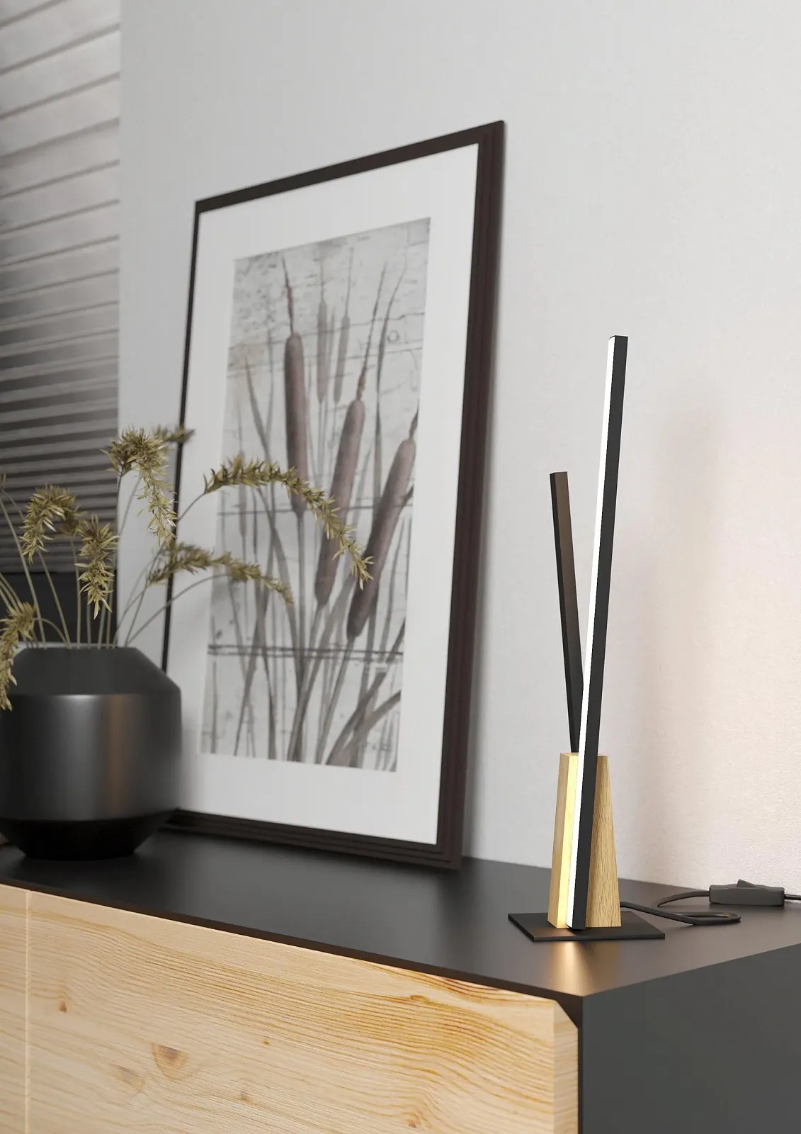 Світлодіодна настільна лампа EGLO Panagria FSC100HB дерево та метал 3000 К Чорно-коричнева, фото №2