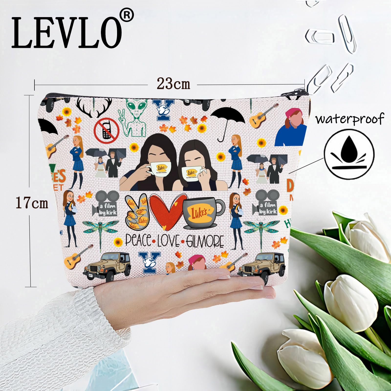 Косметичка LEVLO Funny Inspired Luke's Fans Gift Peace Love Luke's Makeup Zipper для друзей семьи BFF Peace Luke's M, фото №2