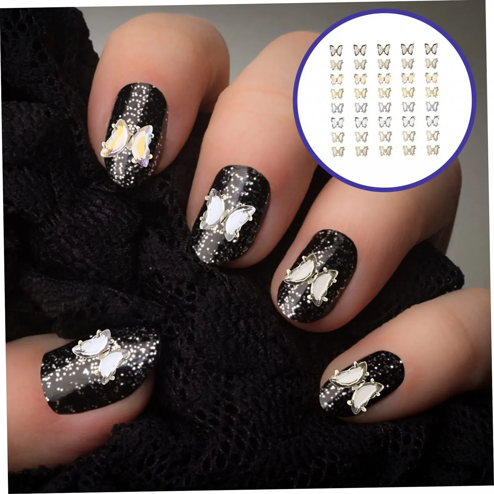 Подвески для ногтей Fomiyes Бабочка, 40 шт, украшения из циркония для маникюра и DIY украшений для ногтей, фото №8