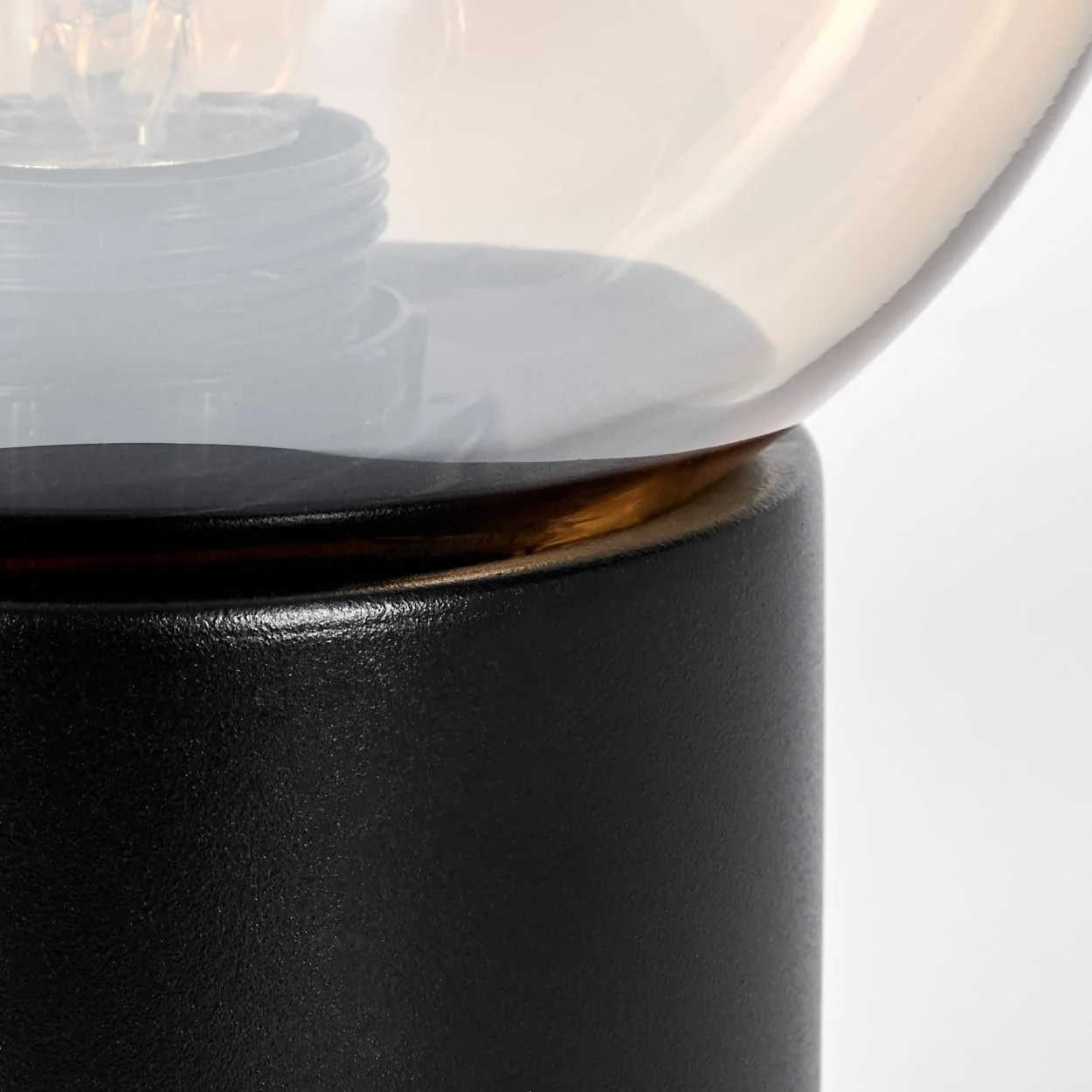 Настільна лампа HOFSTEIN Koyoto метал / скло 15 см E27 Чорний/Бурштиновий/Прозорий, фото №6