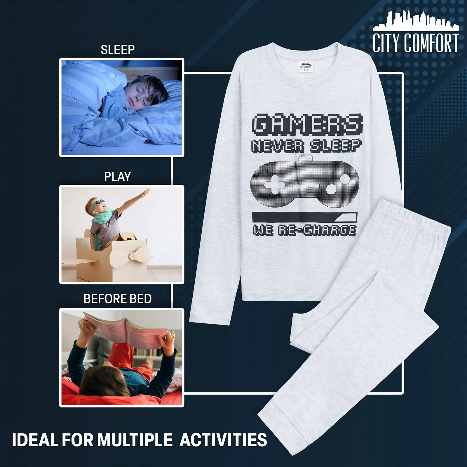 Комплект пижамы CityComfort для мальчиков, длинный, мягкий, фото №4