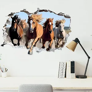 3D Наклейка на стіну SUPERDANT Galloping Horses вінілова самоклейна 90 x 60 см - Фото 1