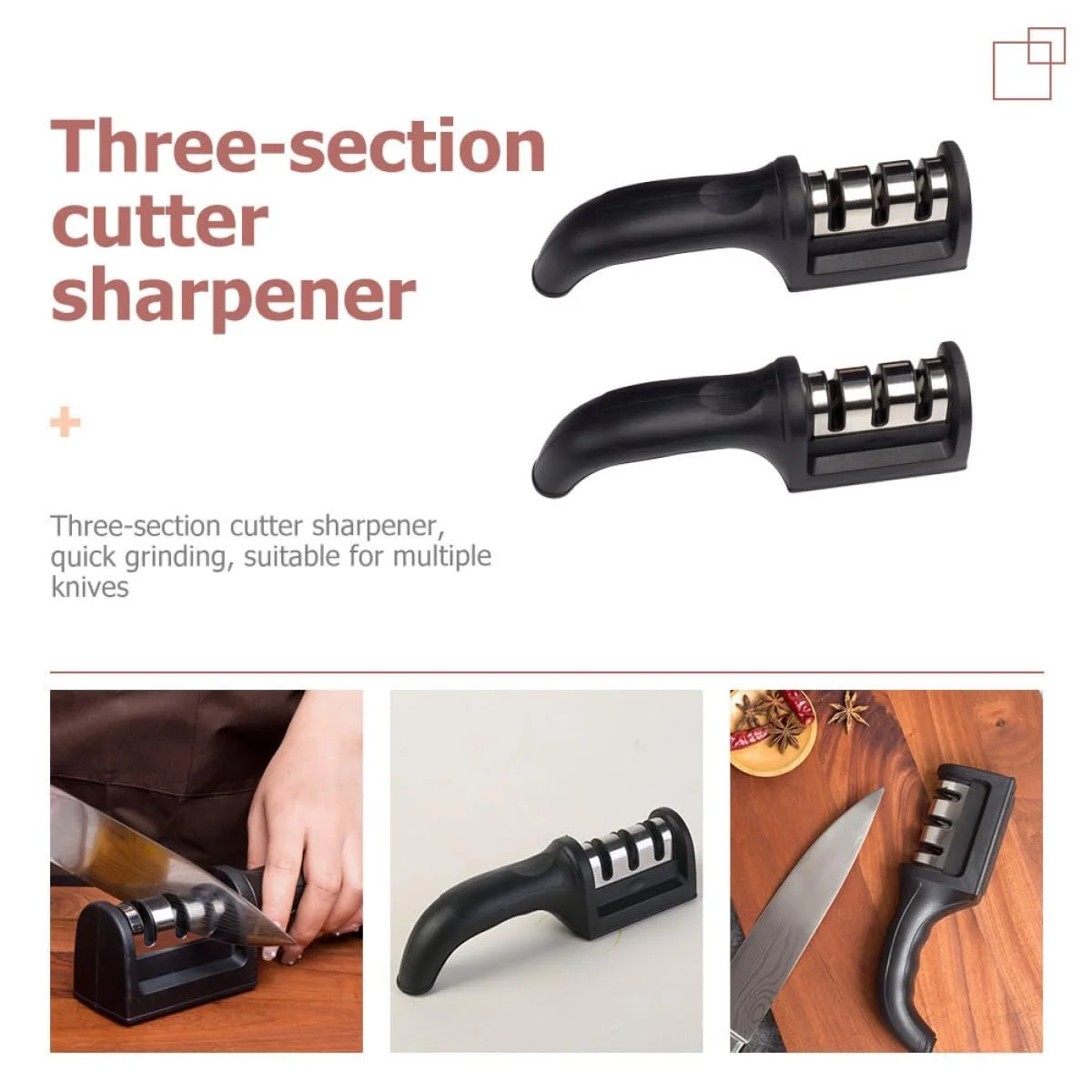 Ручная точилка для ножей Toyvian 2 штуки из алмазной стали компактная черная, фото №5