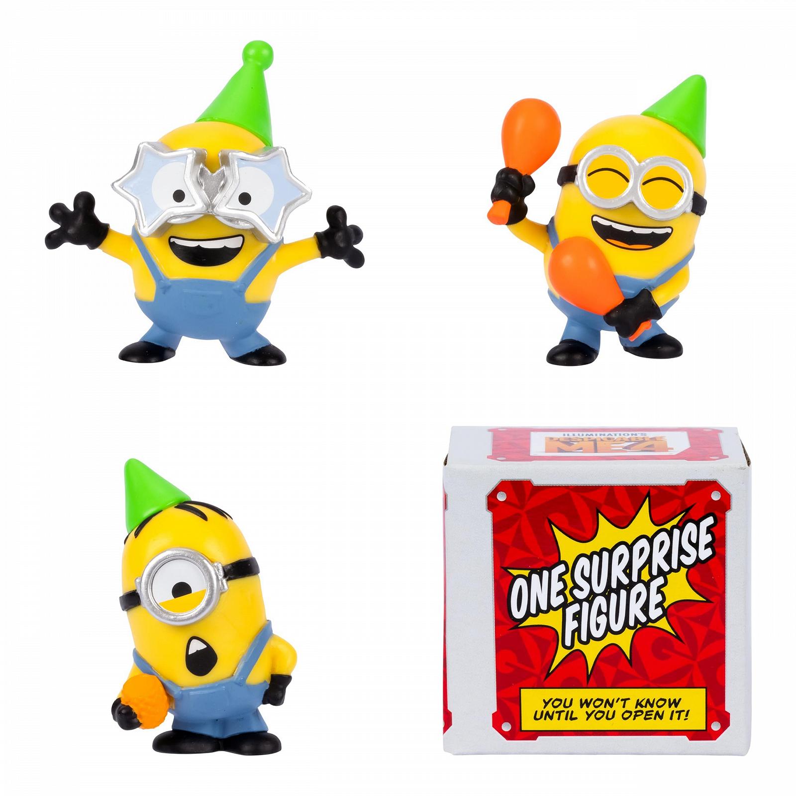 Фигурки MINIONS Despicable Me 4, набор из 4 штук, Party Bus Squad, 5,8 см, коллекционные, в наборе 3 видимые фигурки и 1 скрытая фигурка-сюрприз, фото №4