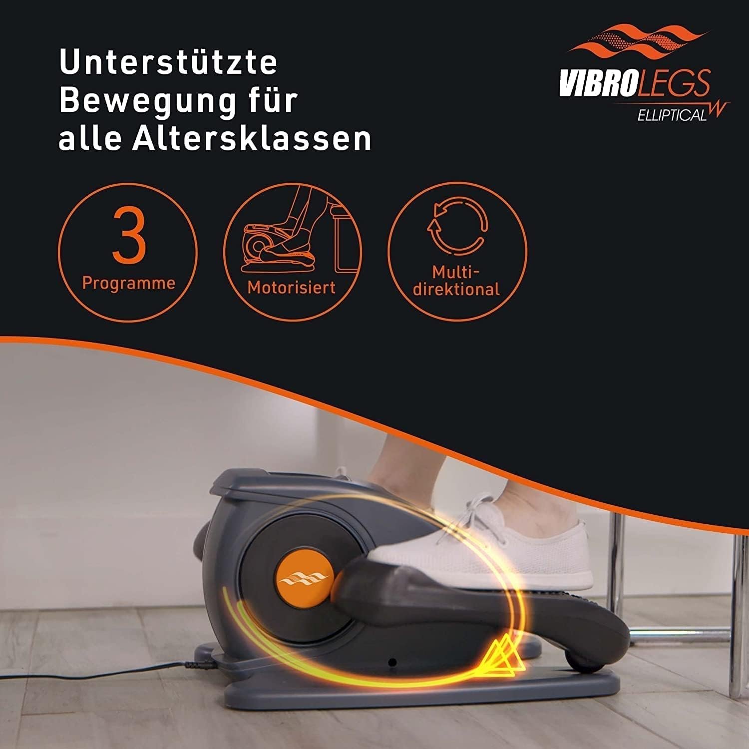 Велотренажер Mediashop Vibro Legs Elliptical Black, фото №2