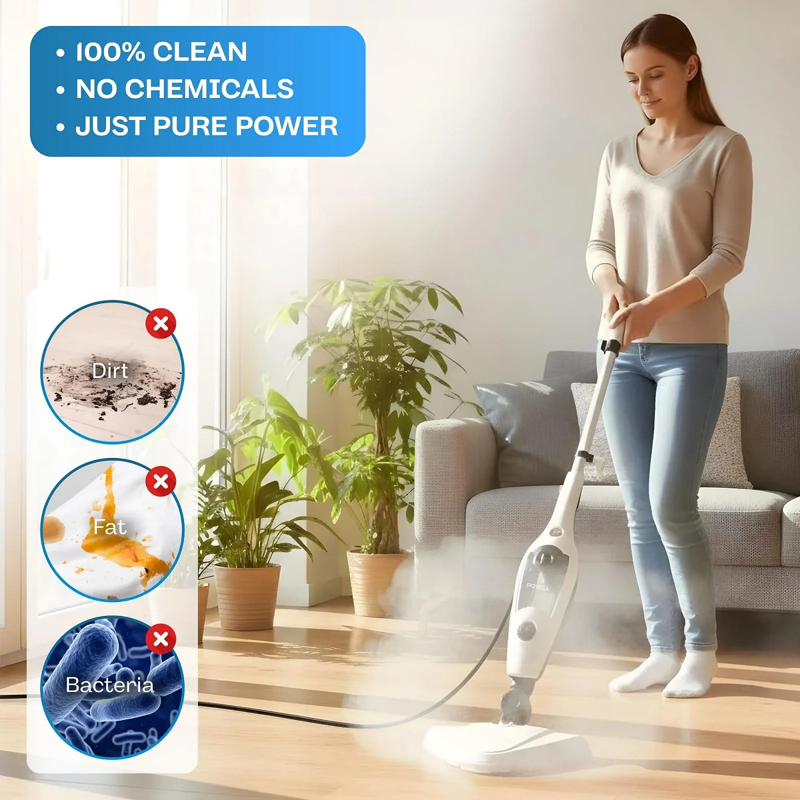 Парова швабра та ручний пароочисник Powell 12-в-1 1300 Вт, фото №2 Парова швабра та ручний пароочисник Powell 12-в-1 1300 Вт, фото №2