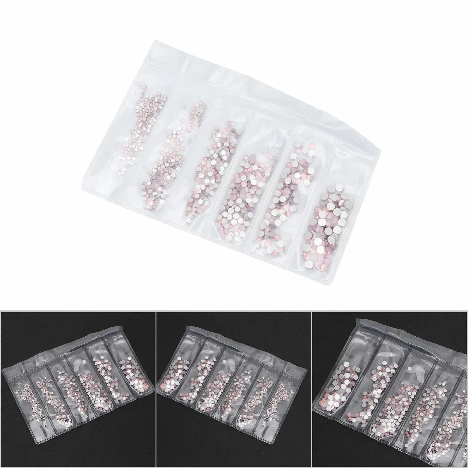 Набір кришталевих скляних стразів для декору, кольоровий DIY високоякісний матеріал пакунок матеріалів для рукоділля для костюмів, виготовлення телефонів Колір рожевого протеїну, фото №4