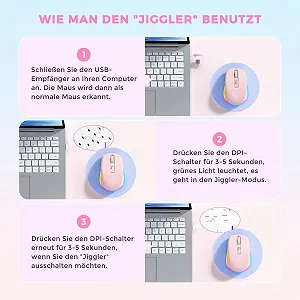 Миша Seenda Бездротова LED, Перезаряджувана з Jiggler, Тиха 2.4G USB, DPI 2000, Рожева synthetic.ua - Фото 1