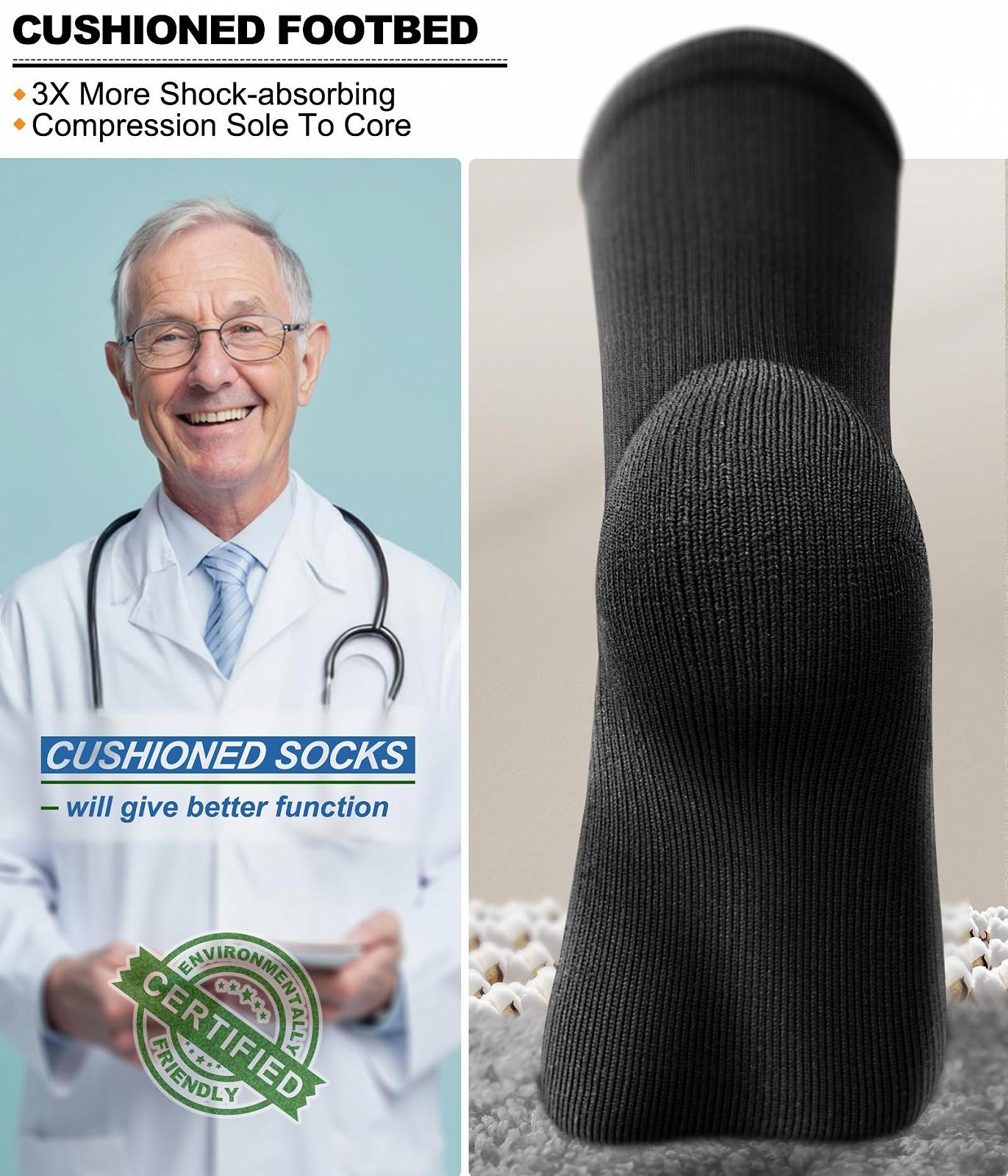 Компрессионные чулки KEMISANT 3 пары, компрессионные носки для женщин и мужчин, поддерживающие гольфы для бега, спорта, полетов, путешествий, фото №3