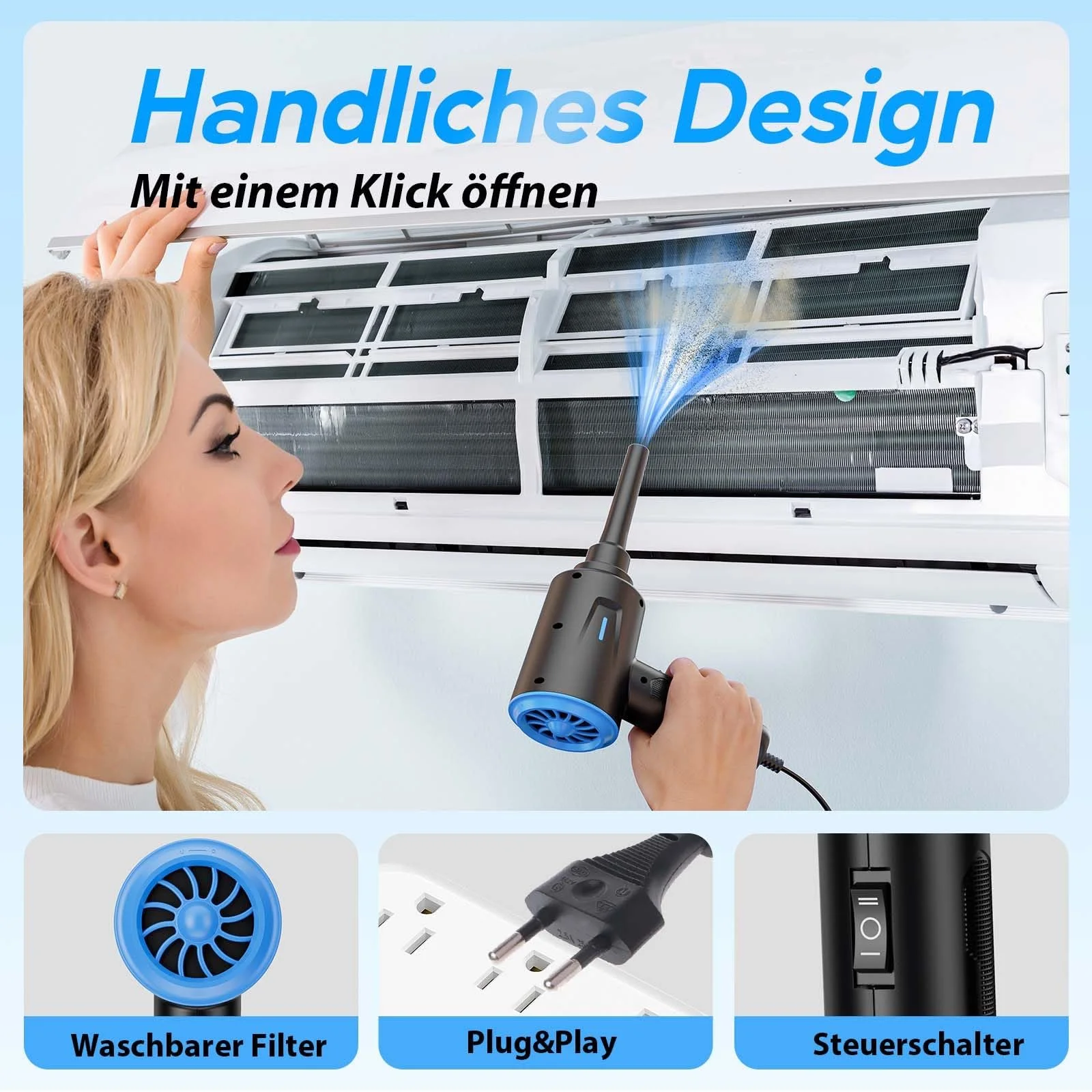 Електрична повітродувка Goweto 500 W 5.74 oz для ПК та офісу, фото №4