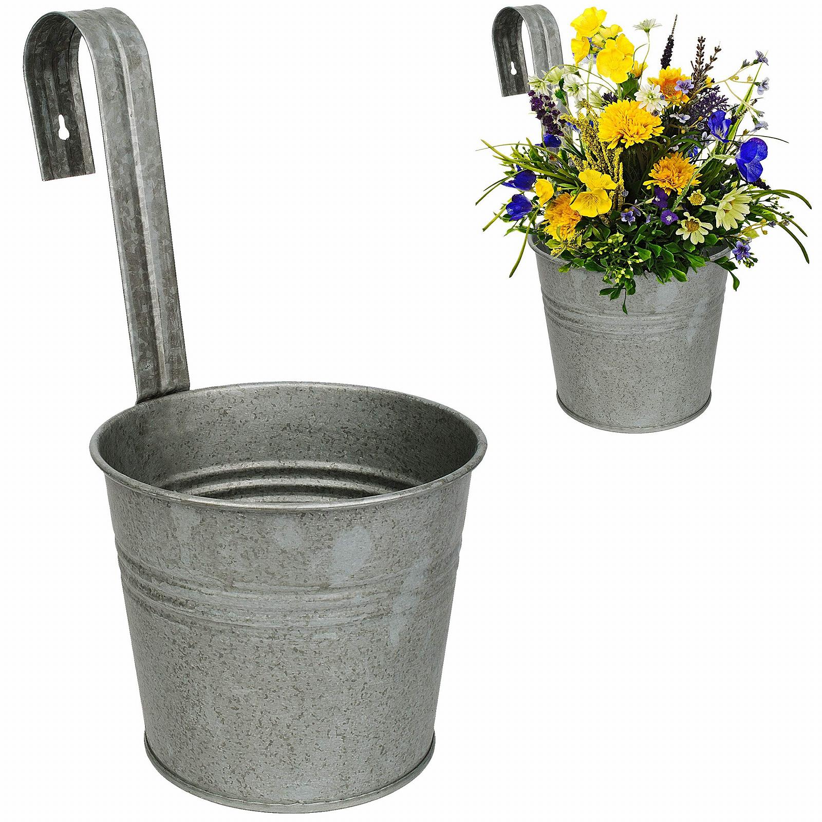 Підвісний квітковий горщик Метал 17 см з гачком та тримачем різнокольоровий мікс, фото №8