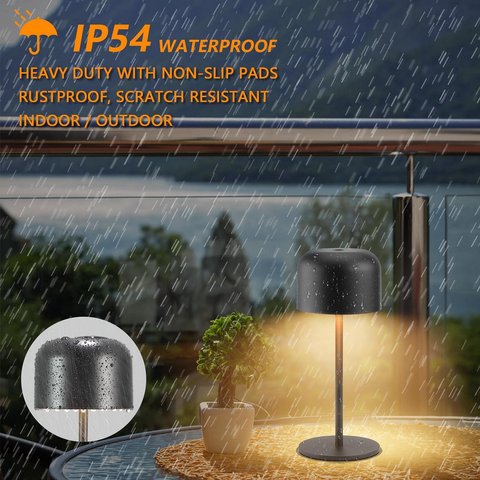 Настільна лампа LED Klighten 2 шт. Бездротова Акумуляторна IP54 Чорний, фото №4