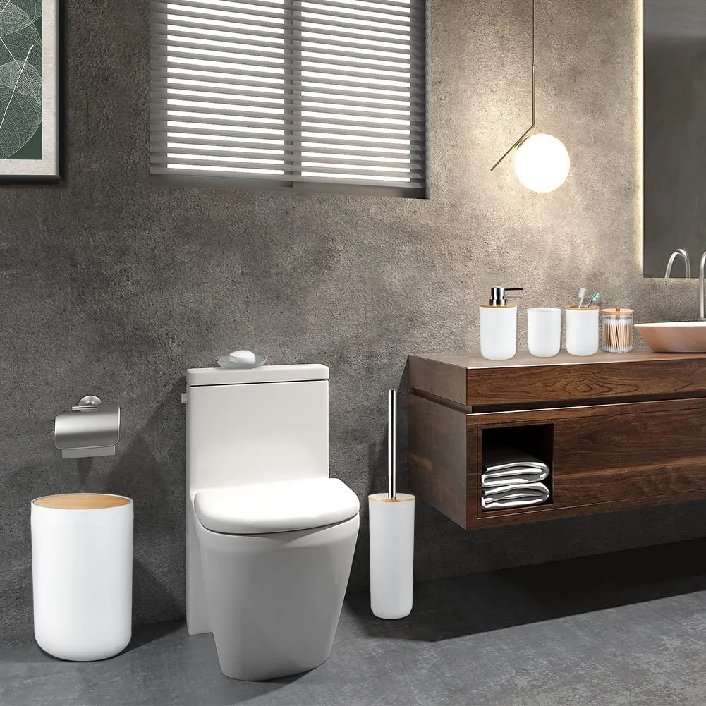 Набор аксессуаров для ванной комнаты JOTOM Bamboo, 7 предметов, белый, фото №8