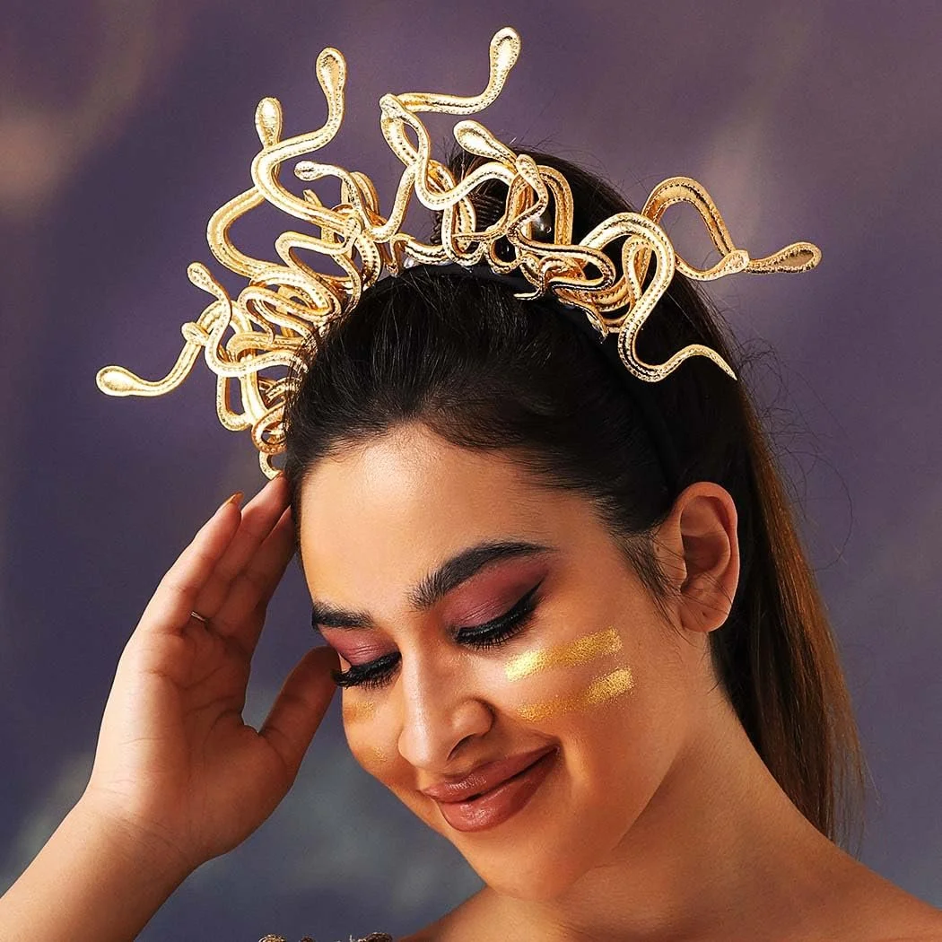 Обруч на голову Змія Медуза Reaky Золотистий, фото №7