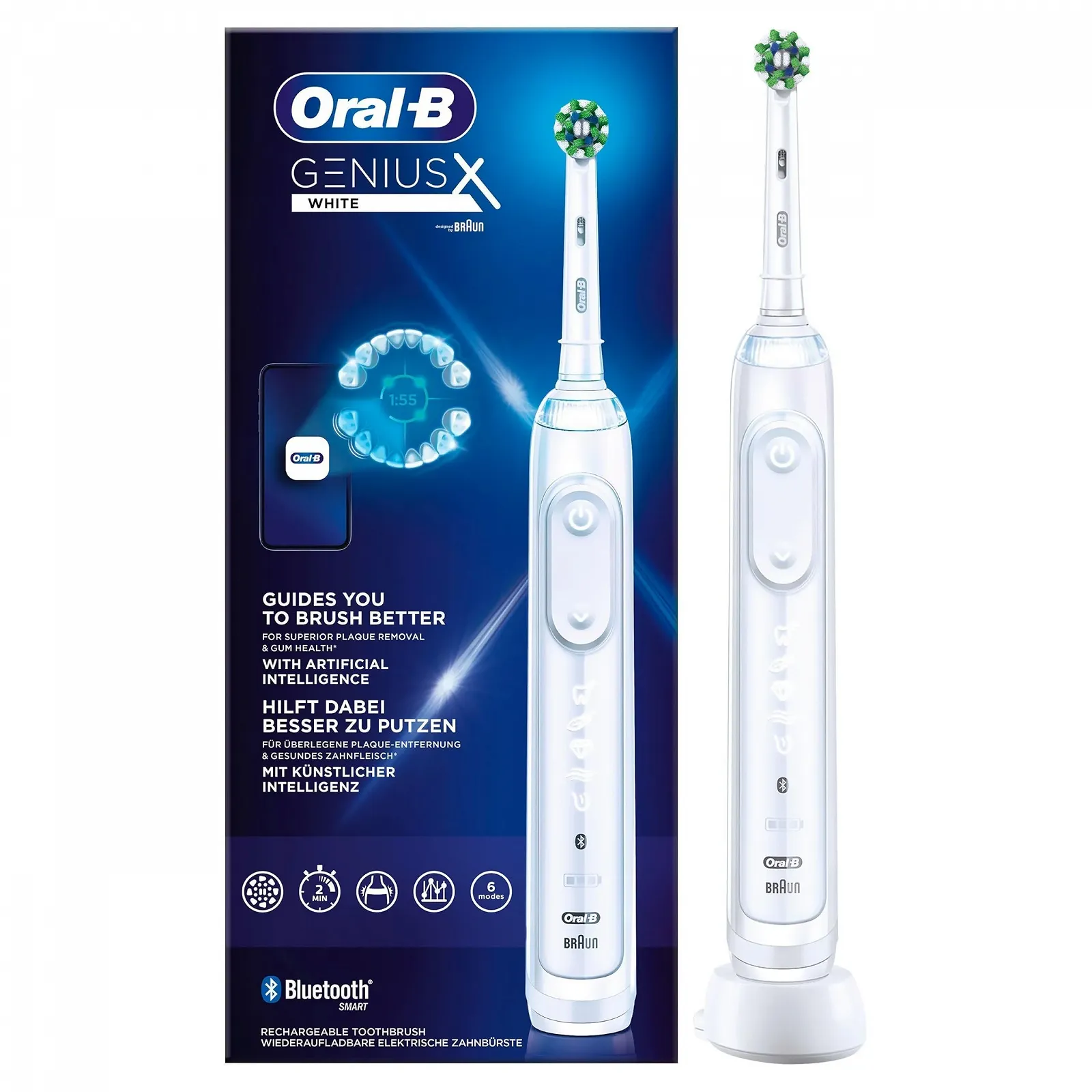 Электрическая зубная щетка Oral-B Genius X Белая, фото №1