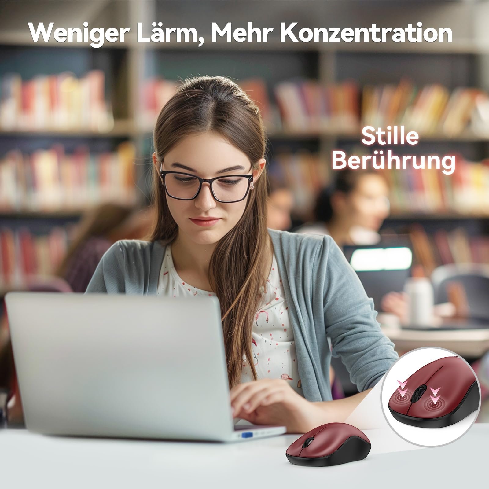 Мышь беспроводная TECKNET 3200 DPI оптическая для левшей и правшей 2,4 GHz с USB Nano приемником Красная, фото №2