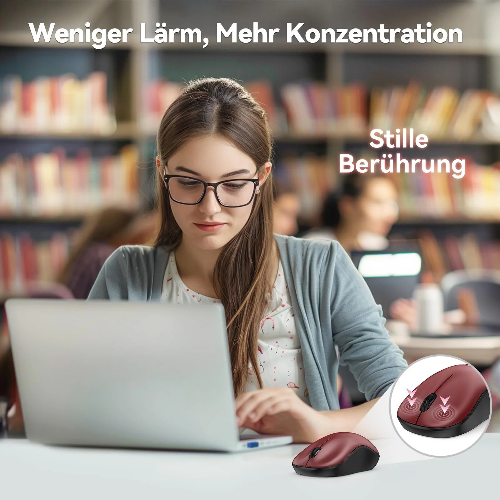 Миша бездротова TECKNET 3200 DPI оптична для лівшів і правшів 2,4 GHz з USB Nano приймачем Червона, фото №2