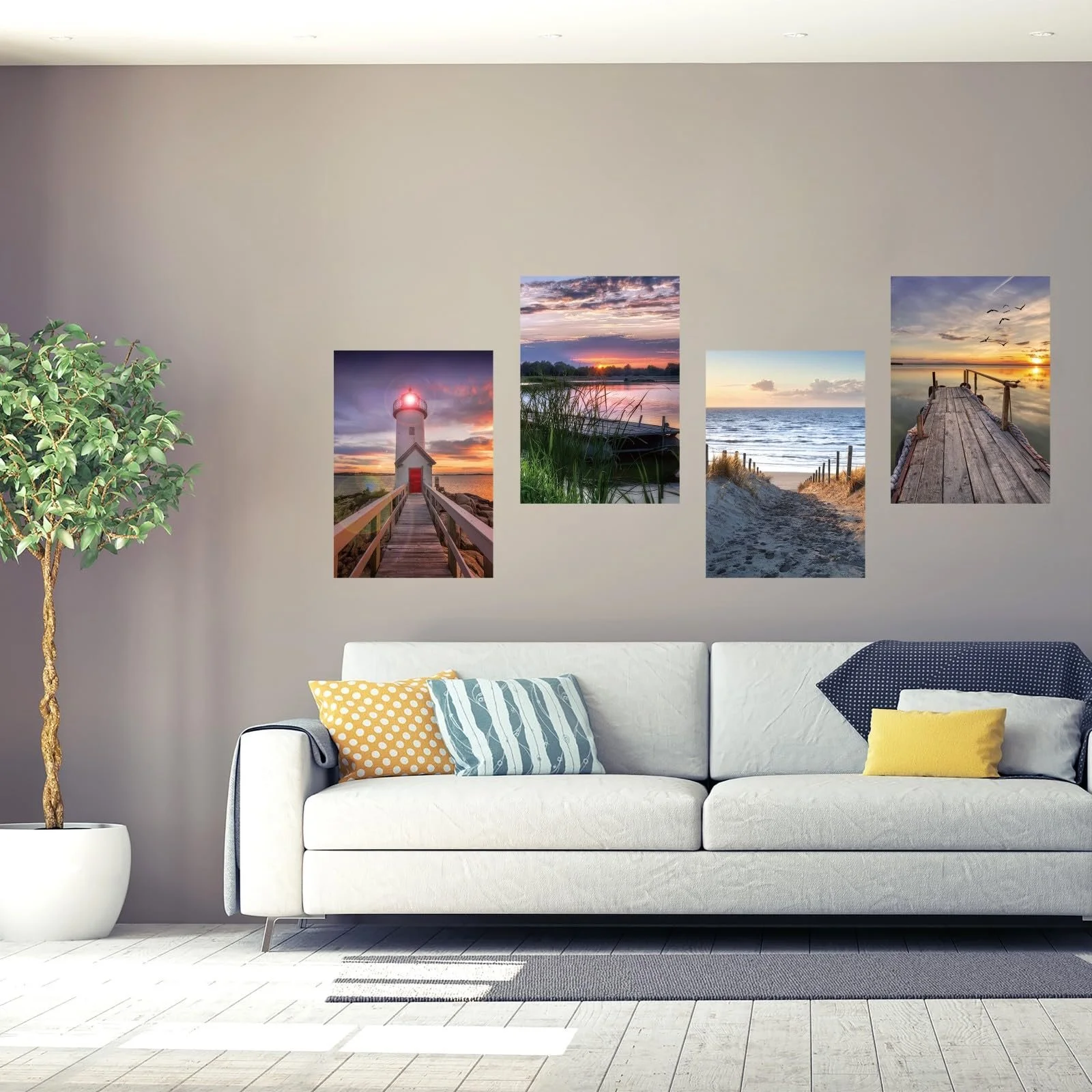 Наклейка на стіну Маяк Набір 4 штуки 50 x 35 см Самоклеюча (A), фото №4