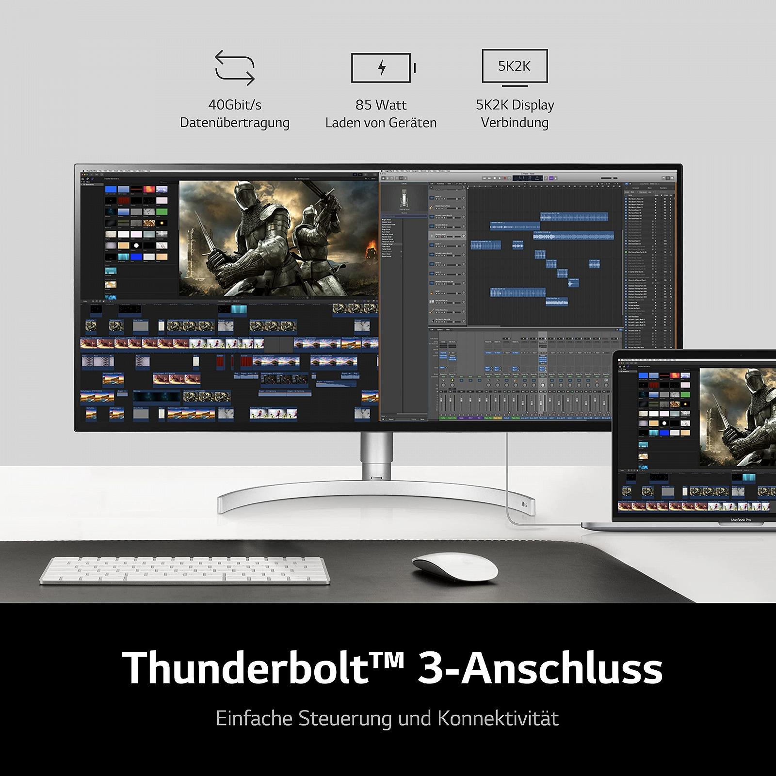 Монітор LG UltraWide Ultrafine 34WK95U 5K 86.36 см Nano IPS VESA Display HDR 600 Thunderbolt 3 Чорний/Білий, фото №5