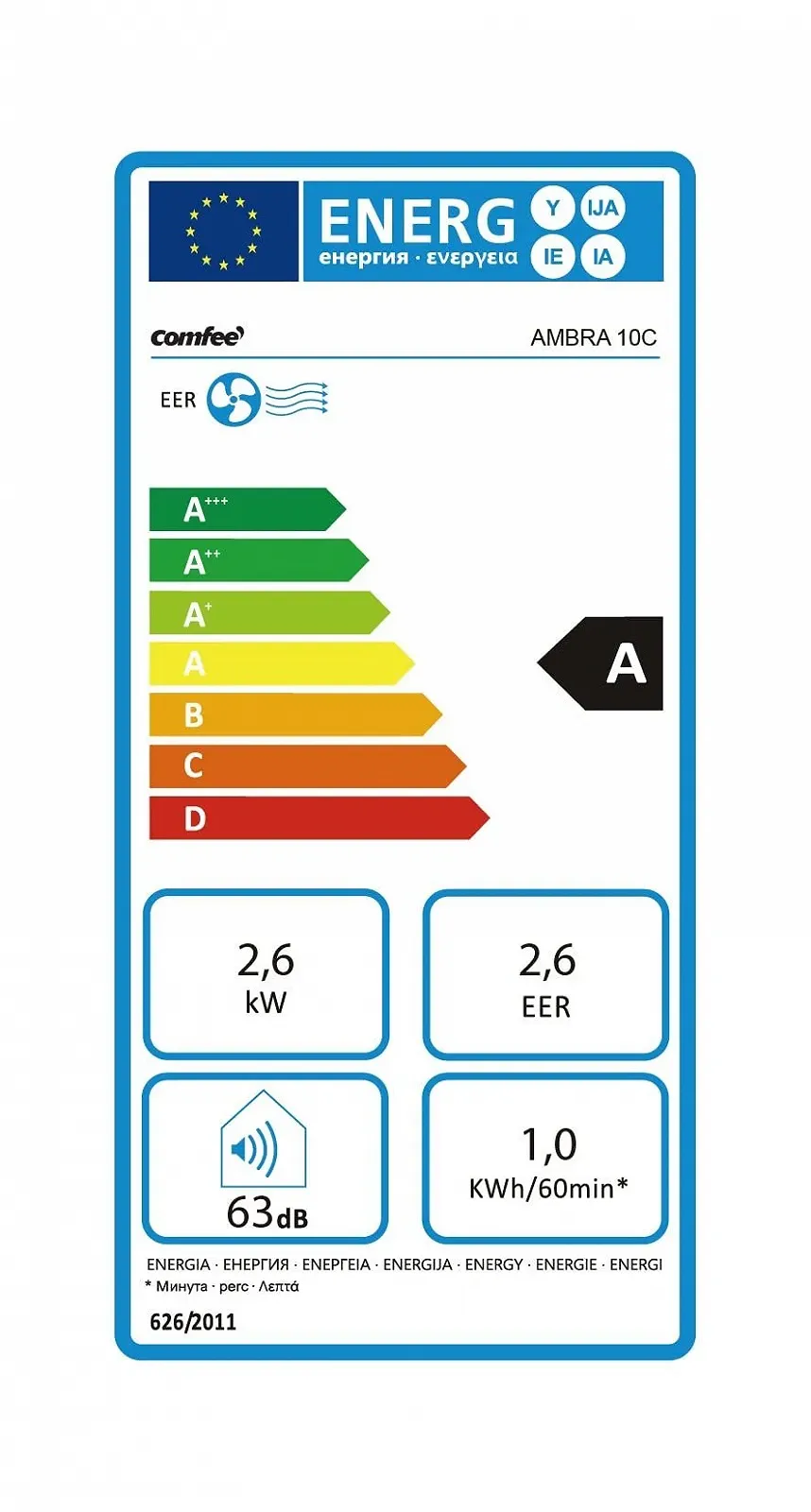 Портативный кондиционер COMFEE' AMBRA 10C 2.6 кВт 3-в-1 24-часовой таймер, фото №7
