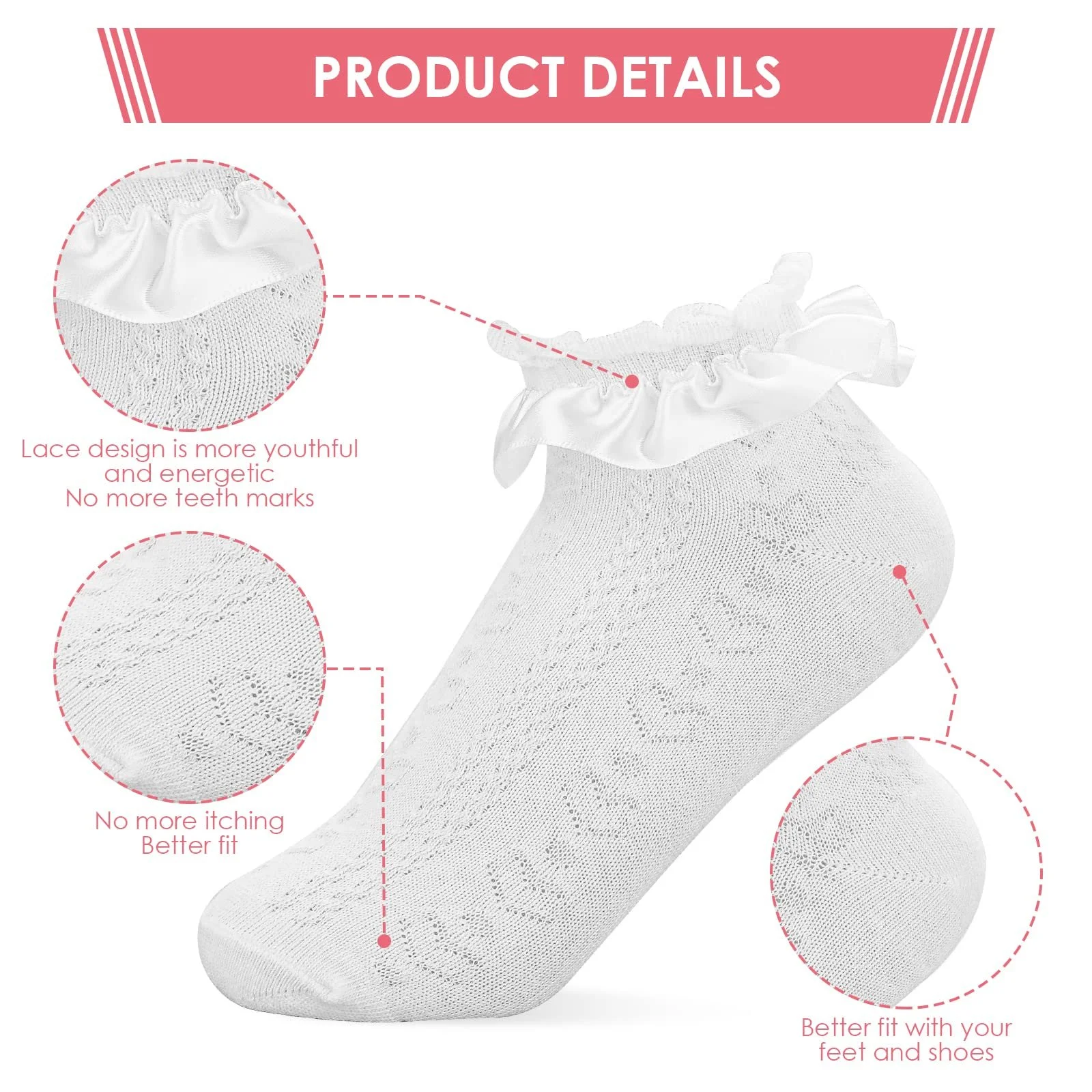 Шкарпетки Sibba з мереживними вставками та рюшами, фото №4