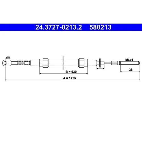 Трос стоянкового гальма ATE 24.3727-0213.2 для BMW задній, фото №1