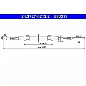 Трос стоянкового гальма ATE 24.3727-0213.2 для BMW задній - Фото 1