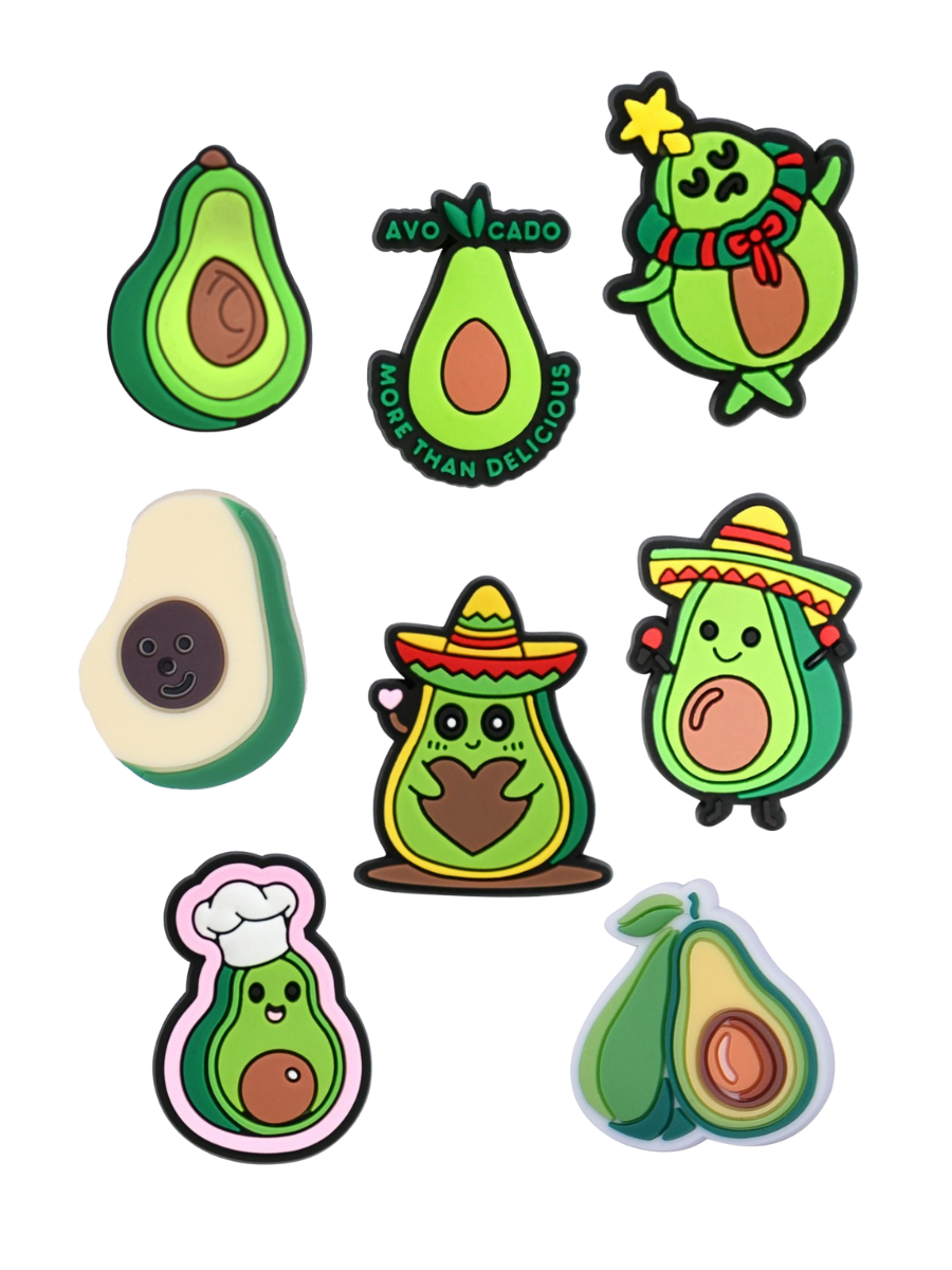 Джибітси авокадо avocado Jibbitz 8 шт аксесуари крокс прикраса Dz_121_2, фото №1
