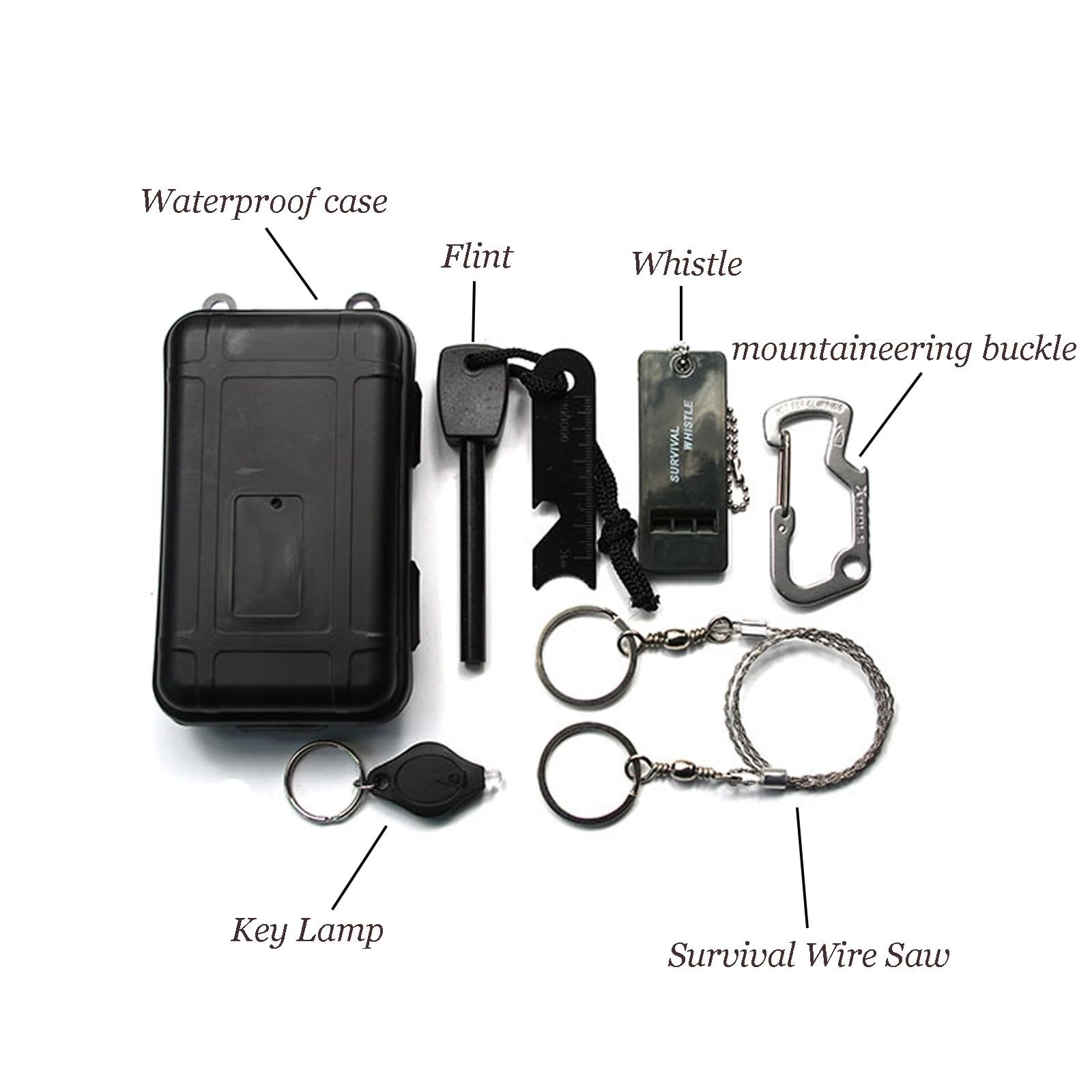 Набір для виживання Portable Outdoor Emergency Generic, багатофункціональний водонепроникний набір інструментів для кемпінгу, бушкрафту, походів, пригод і т. д., фото №3