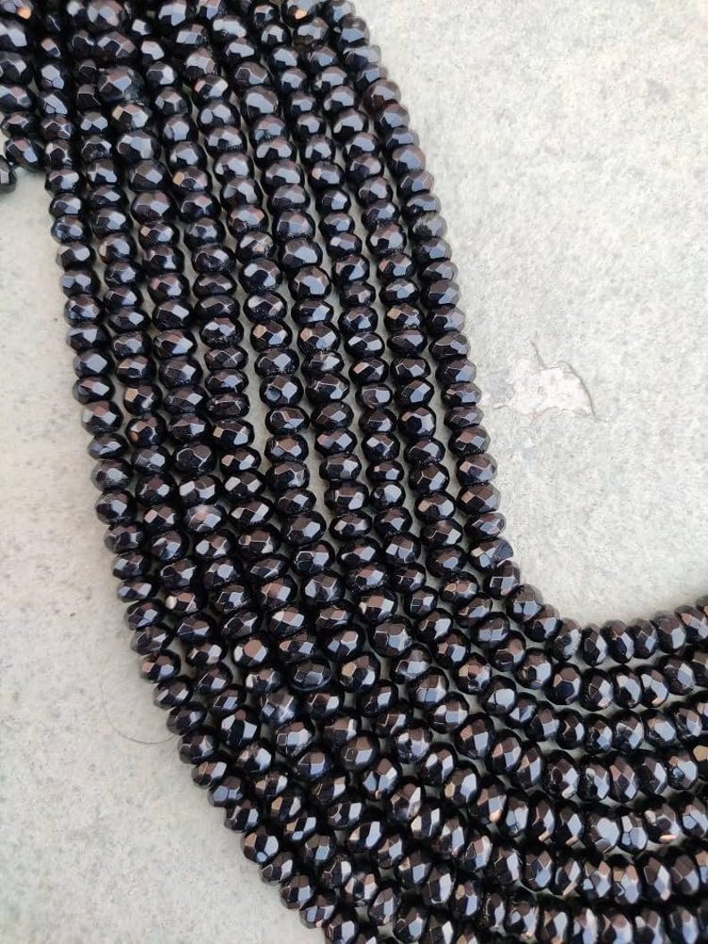 Бусины Шпинель Черный Натуральный Граненый Родель 6.5-7 мм, фото №1