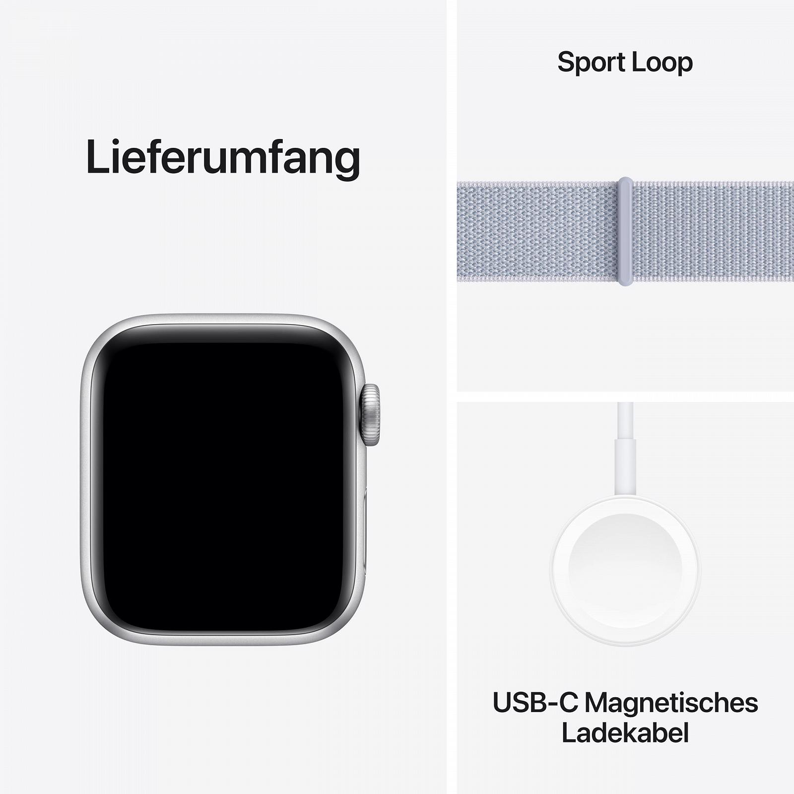 Смарт-годинник Apple Watch SE (2nd Generation) GPS 40mm алюмінієвий корпус сріблястий та Sport Loop синій колір хмари (One Size), фото №6