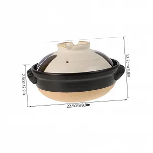 Каструля-сотейник керамічна INOOMP Vintage з кришкою термостійка японський глиняний горщик synthetic.ua - Фото 1