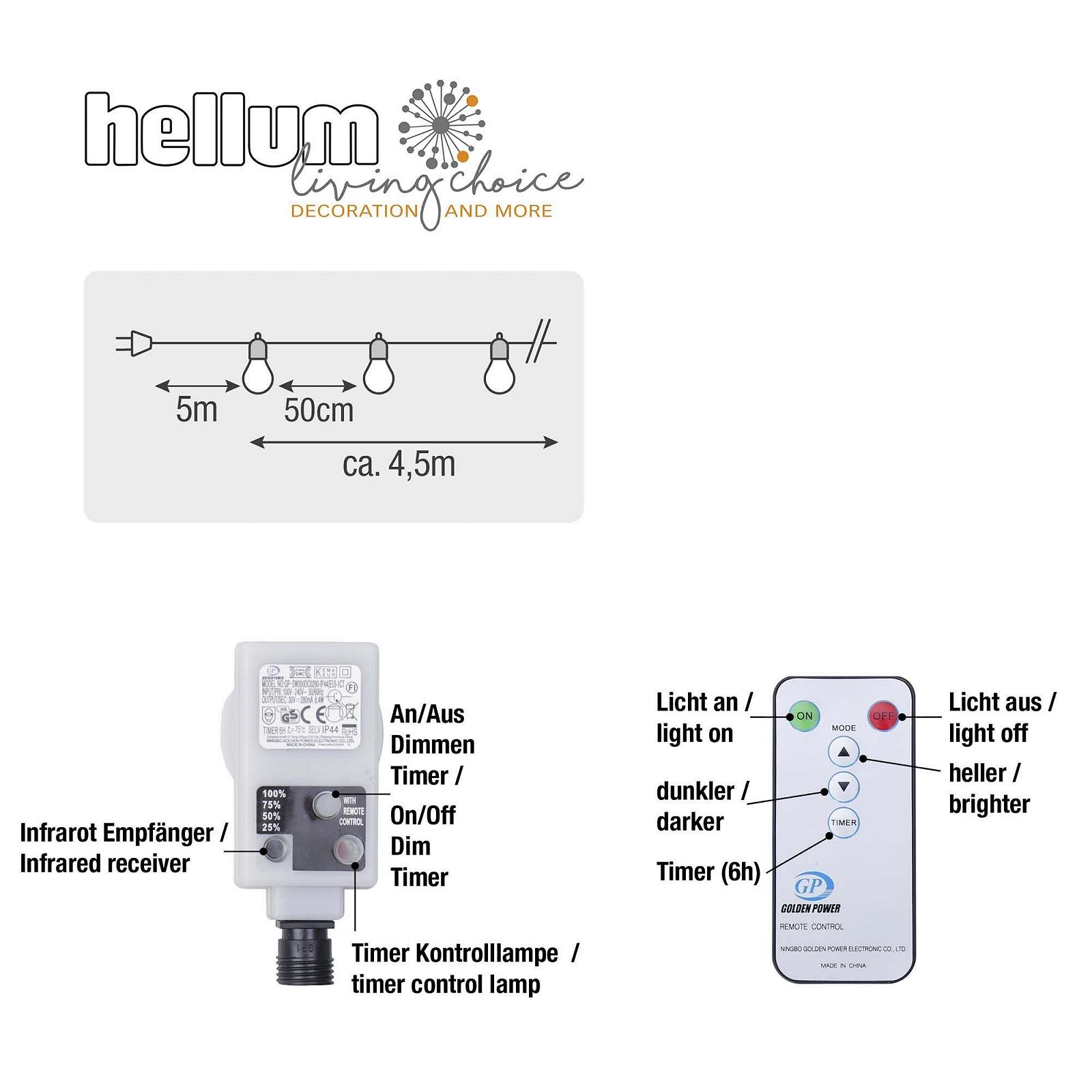 Гірлянда LED Hellum Party, 4.5 м, 10 ламп, різнокольорова, фото №4