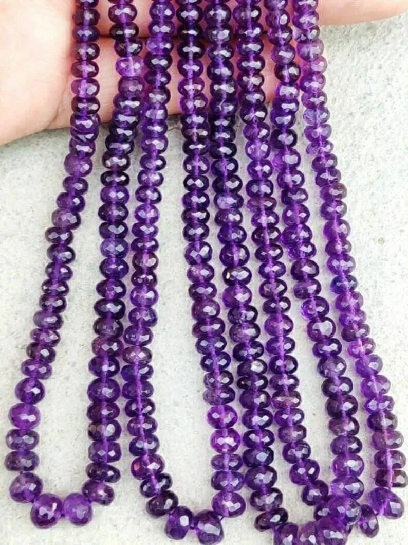 Натуральный Аметист Круглые Граненые Бусины 5.5-8 мм, фото №1